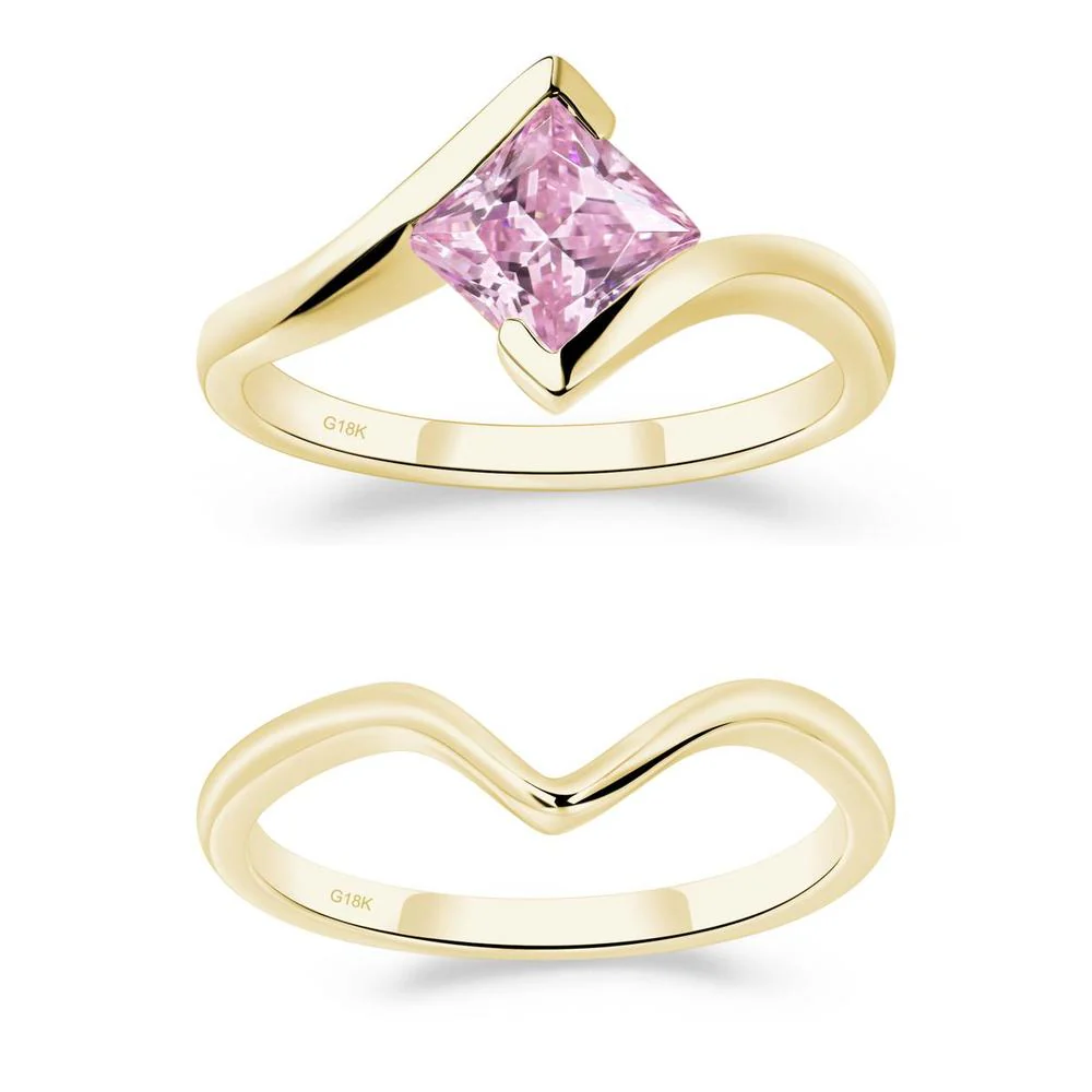 Pink Cubic Zirconia Tension Engagement Ring - Image 21
