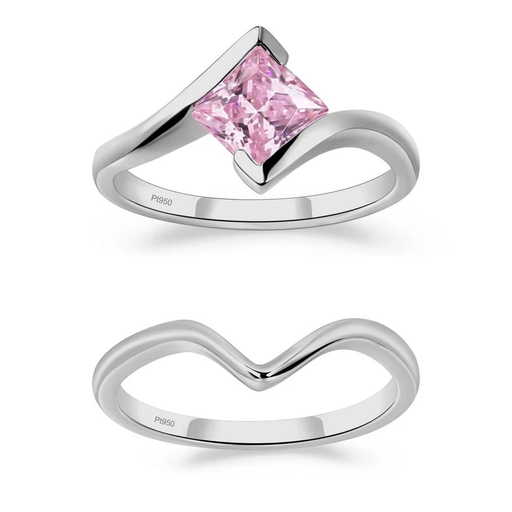 Pink Cubic Zirconia Tension Engagement Ring - Image 25