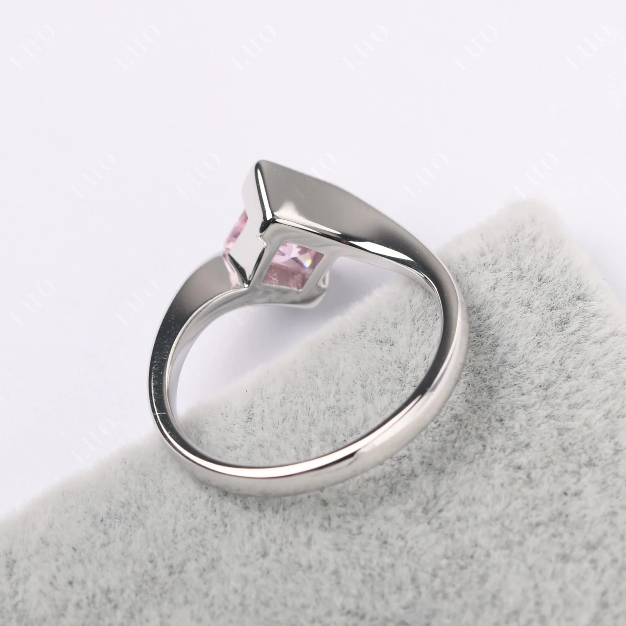Pink Cubic Zirconia Tension Engagement Ring - Image 31