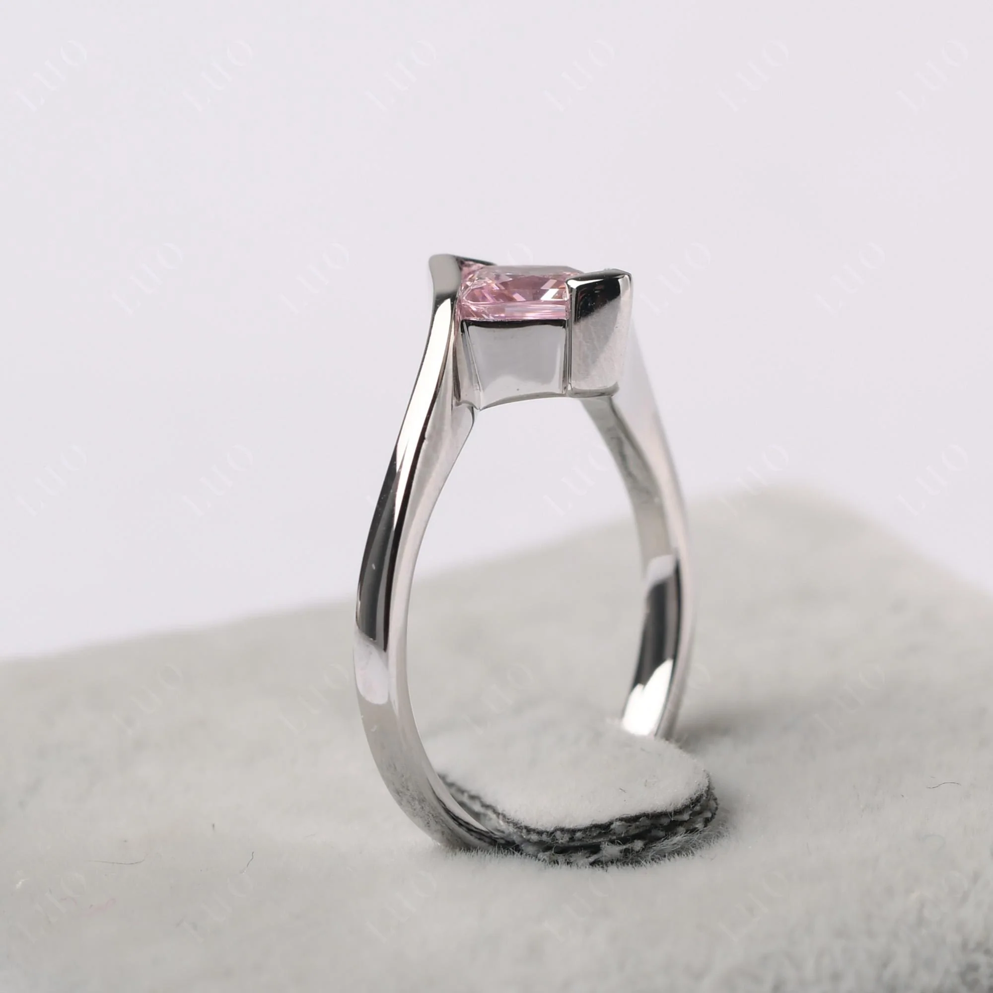 Pink Cubic Zirconia Tension Engagement Ring - Image 32