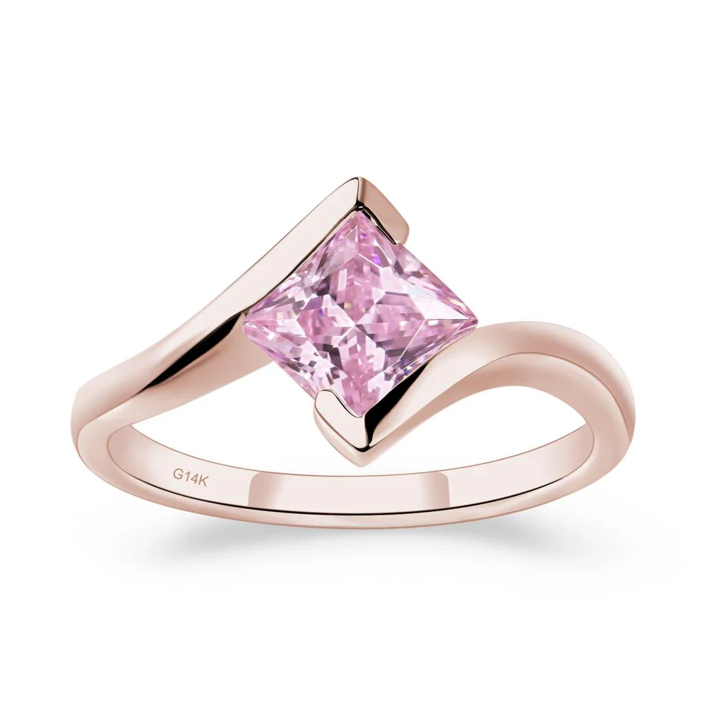 Pink Cubic Zirconia Tension Engagement Ring - Image 5
