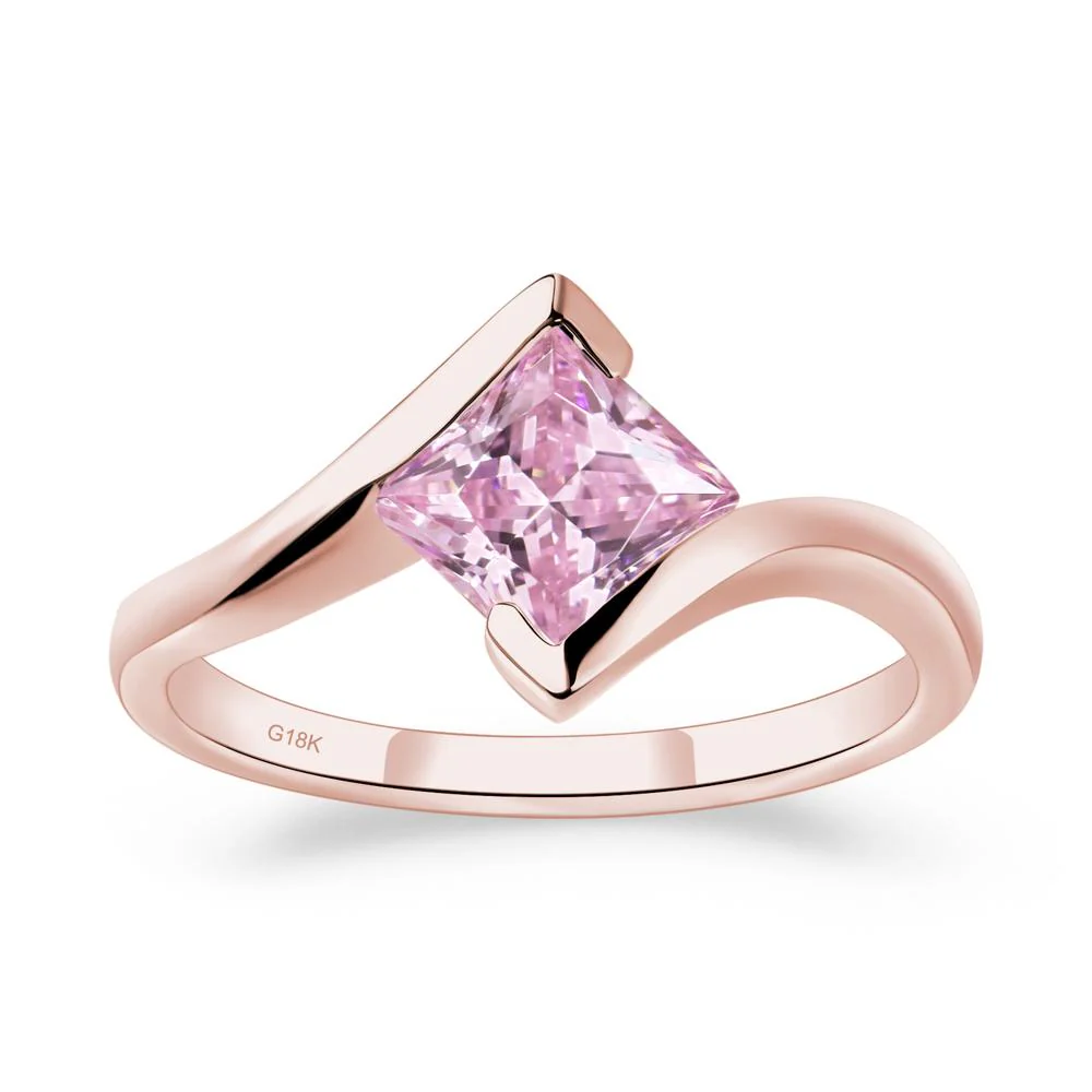 Pink Cubic Zirconia Tension Engagement Ring - Image 8