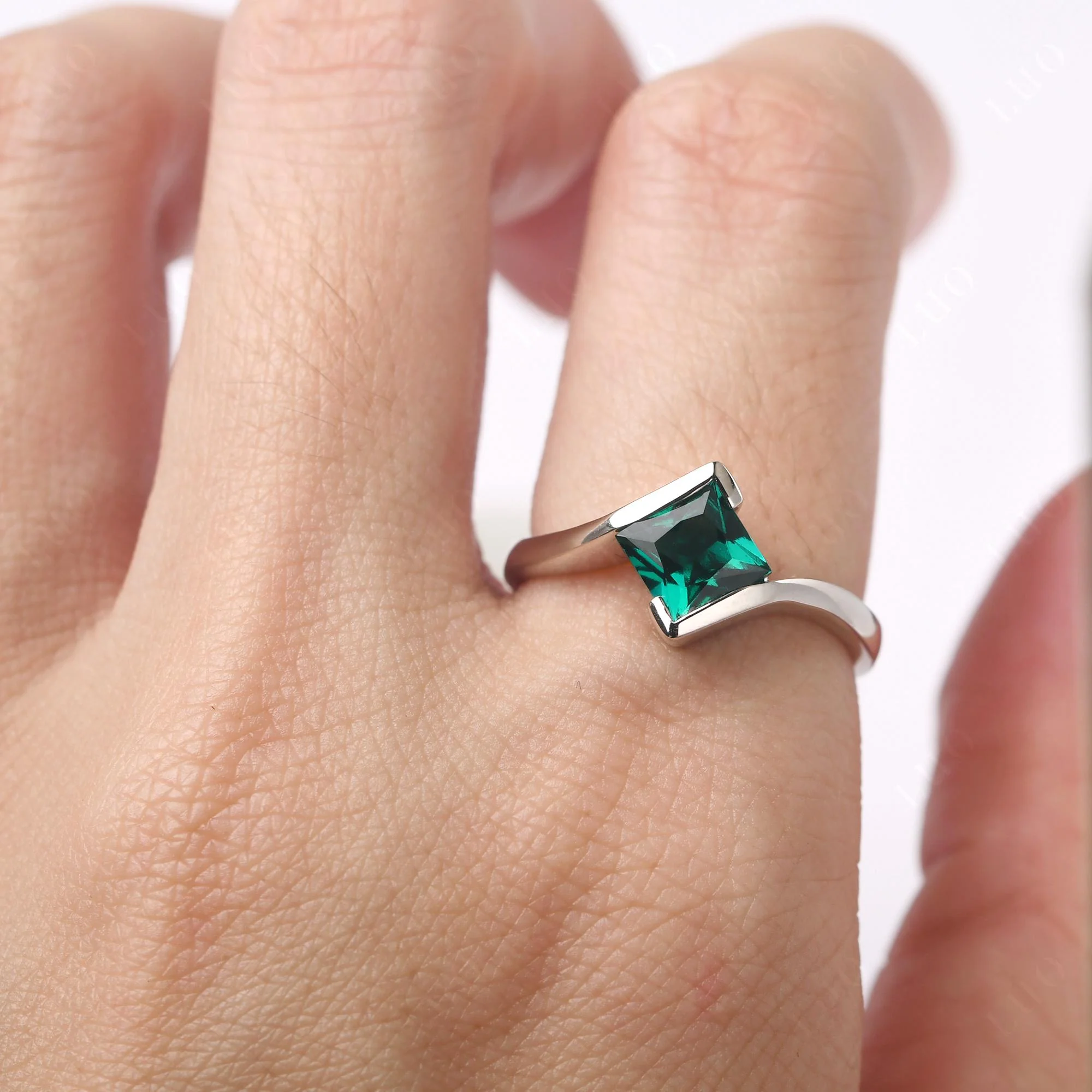 Emerald Tension Setting Ring - Image 33