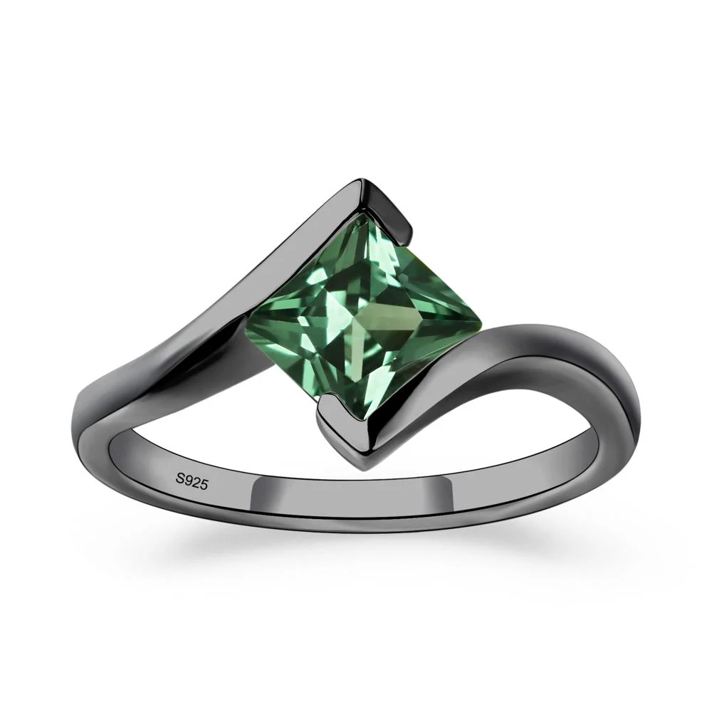 Princess Cut Green Sapphire Bypass Ring - Image 2