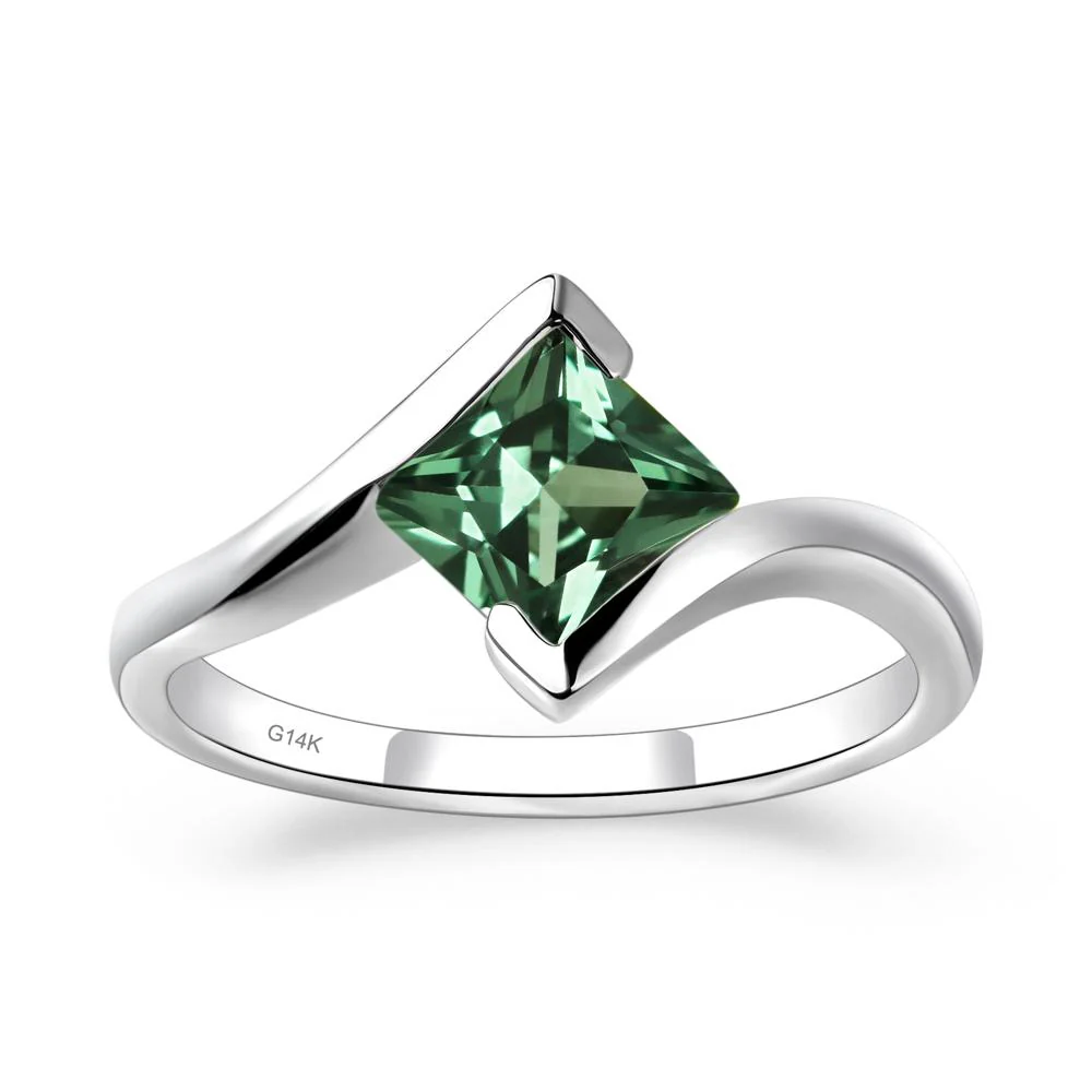Princess Cut Green Sapphire Bypass Ring - Image 3