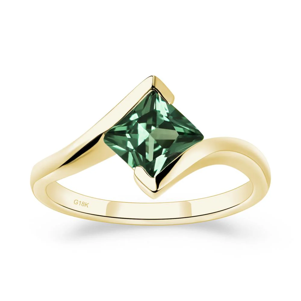 Princess Cut Green Sapphire Bypass Ring - Image 7