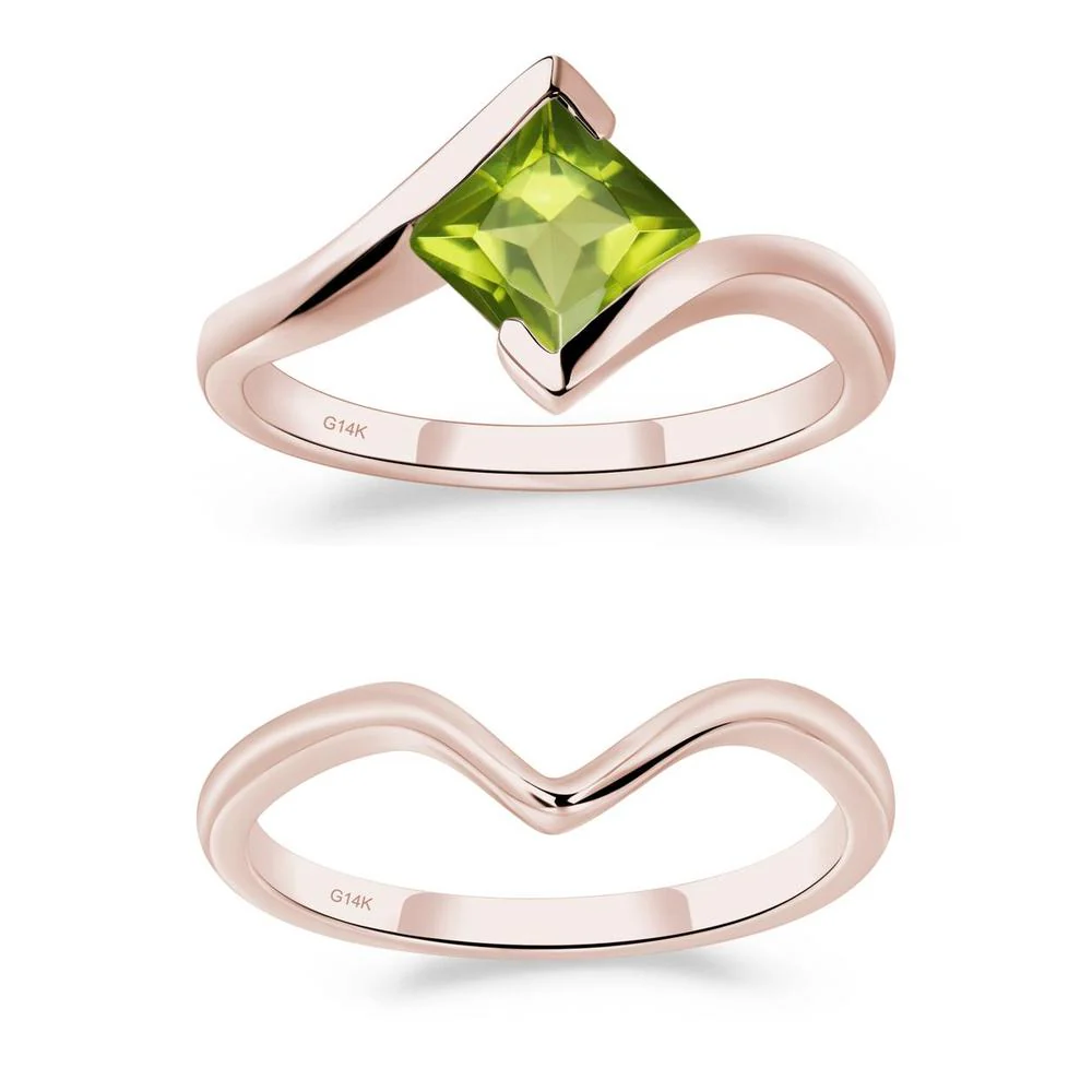 Princess Cut Peridot Bypass Ring - Image 11