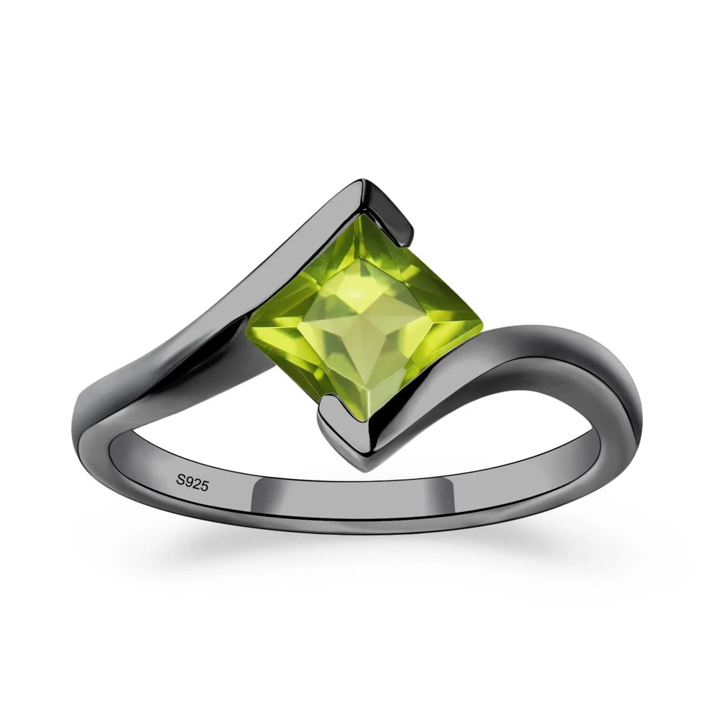 Princess Cut Peridot Bypass Ring - Image 2