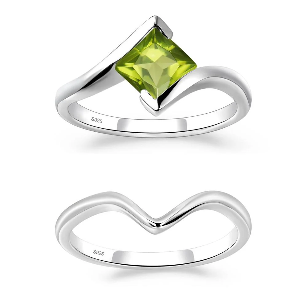 Princess Cut Peridot Bypass Ring - Image 27