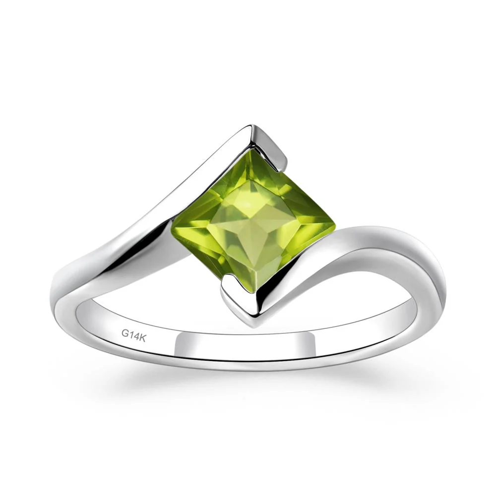 Princess Cut Peridot Bypass Ring - Image 3