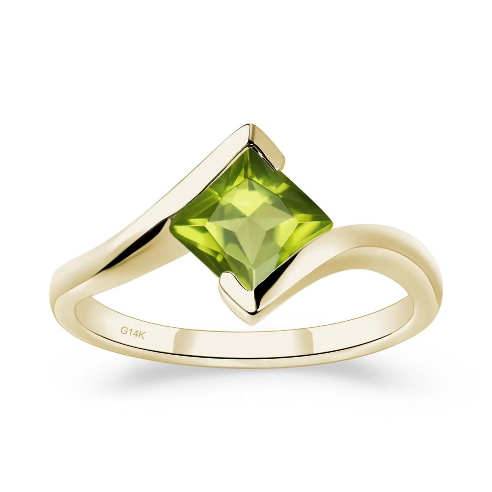 Princess Cut Peridot Bypass Ring - Image 4