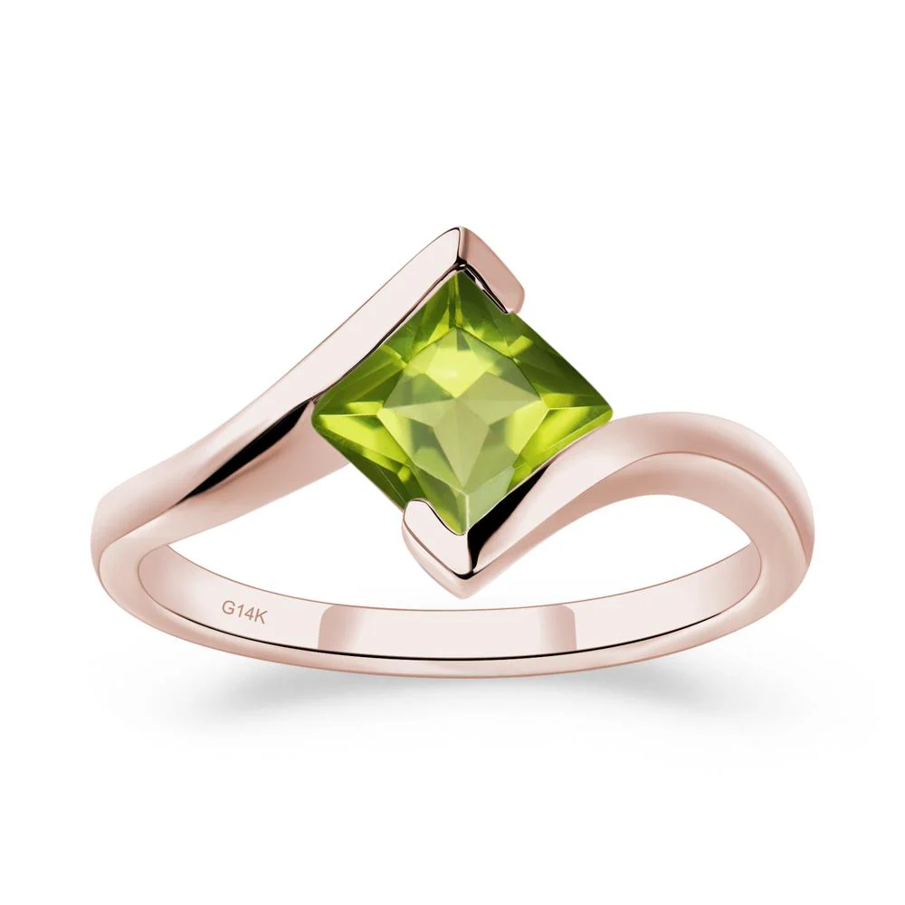 Princess Cut Peridot Bypass Ring - Image 5