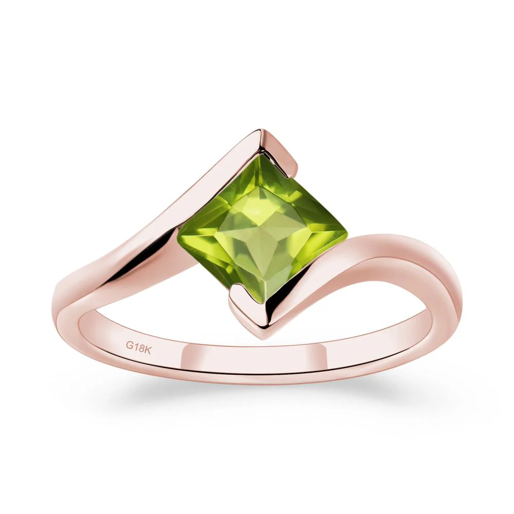 Princess Cut Peridot Bypass Ring - Image 8