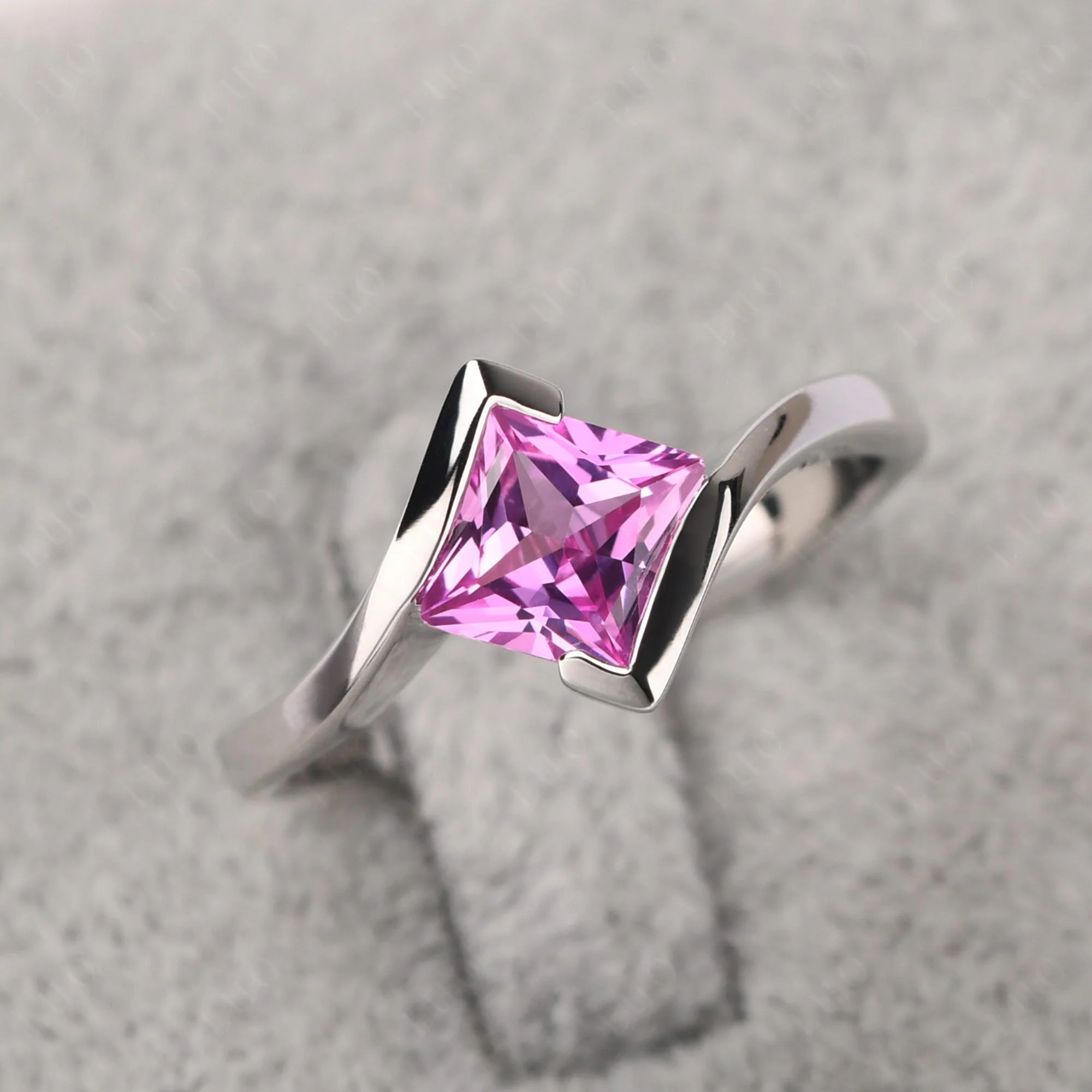 Pink Sapphire Tension Engagement Ring - Image 29