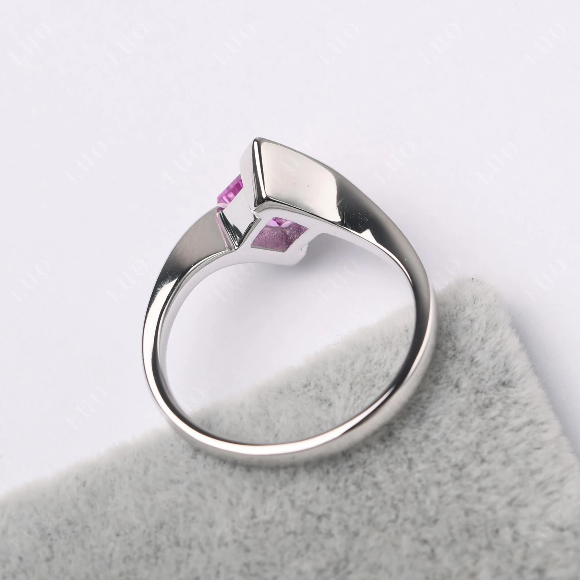Pink Sapphire Tension Engagement Ring - Image 31