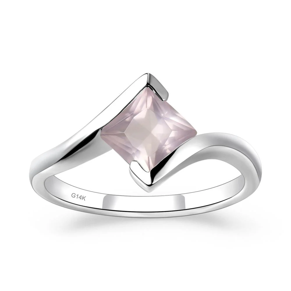 Rose Quartz Tension Setting Ring - Image 3