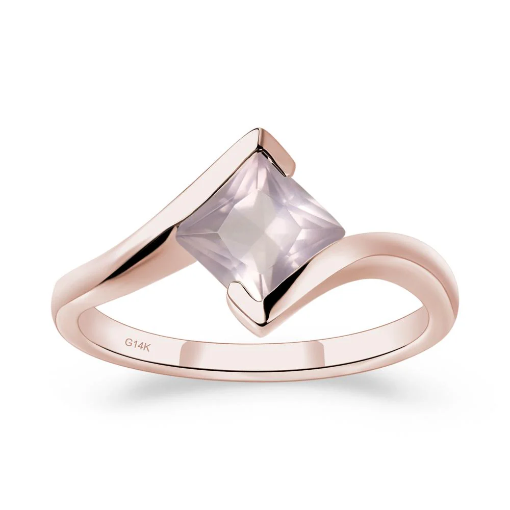 Rose Quartz Tension Setting Ring - Image 5
