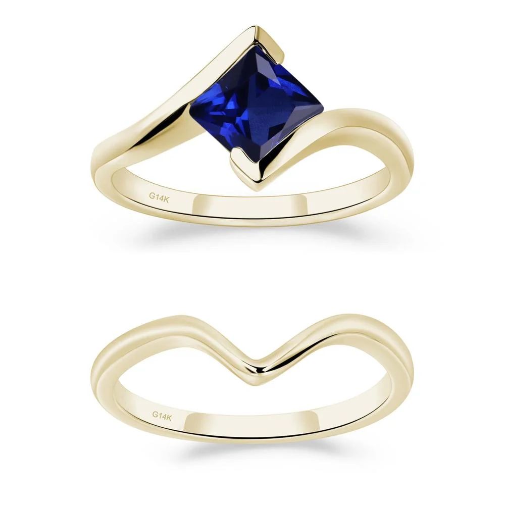 Princess Cut Sapphire Bypass Ring - Image 15