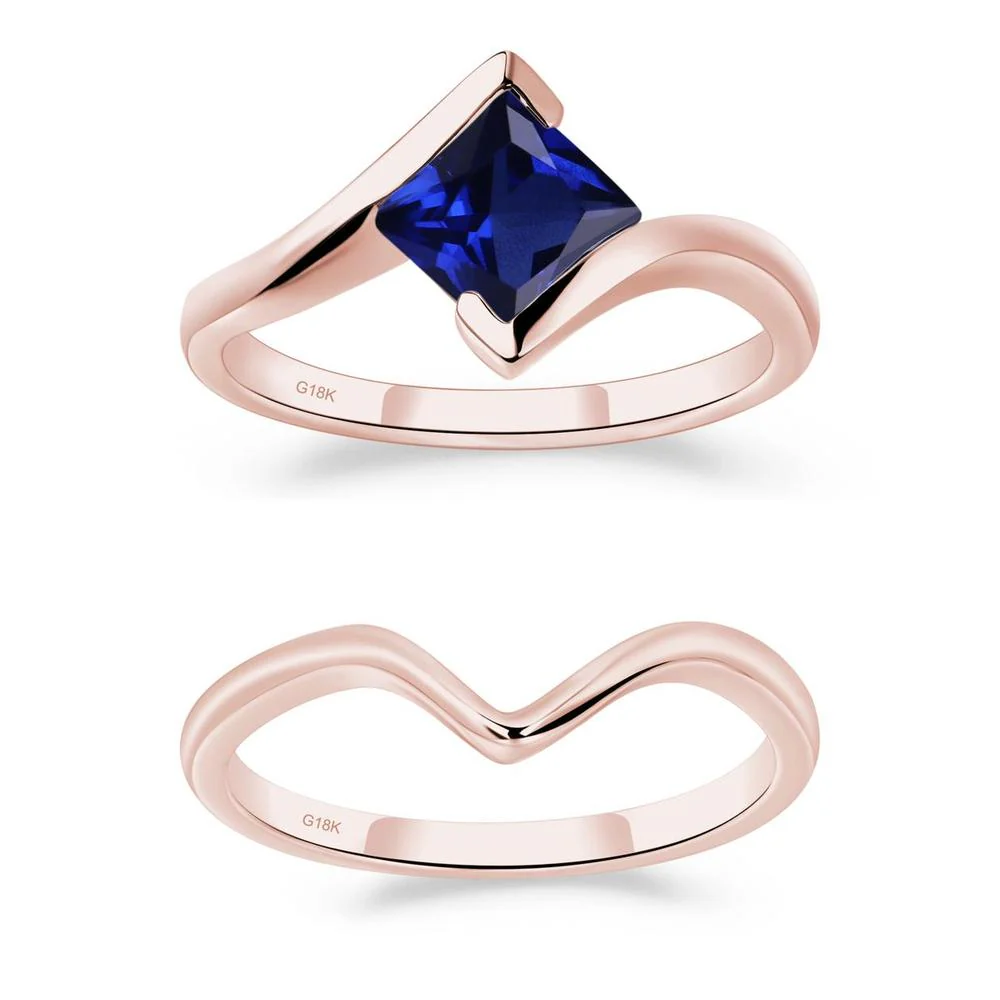 Princess Cut Sapphire Bypass Ring - Image 17