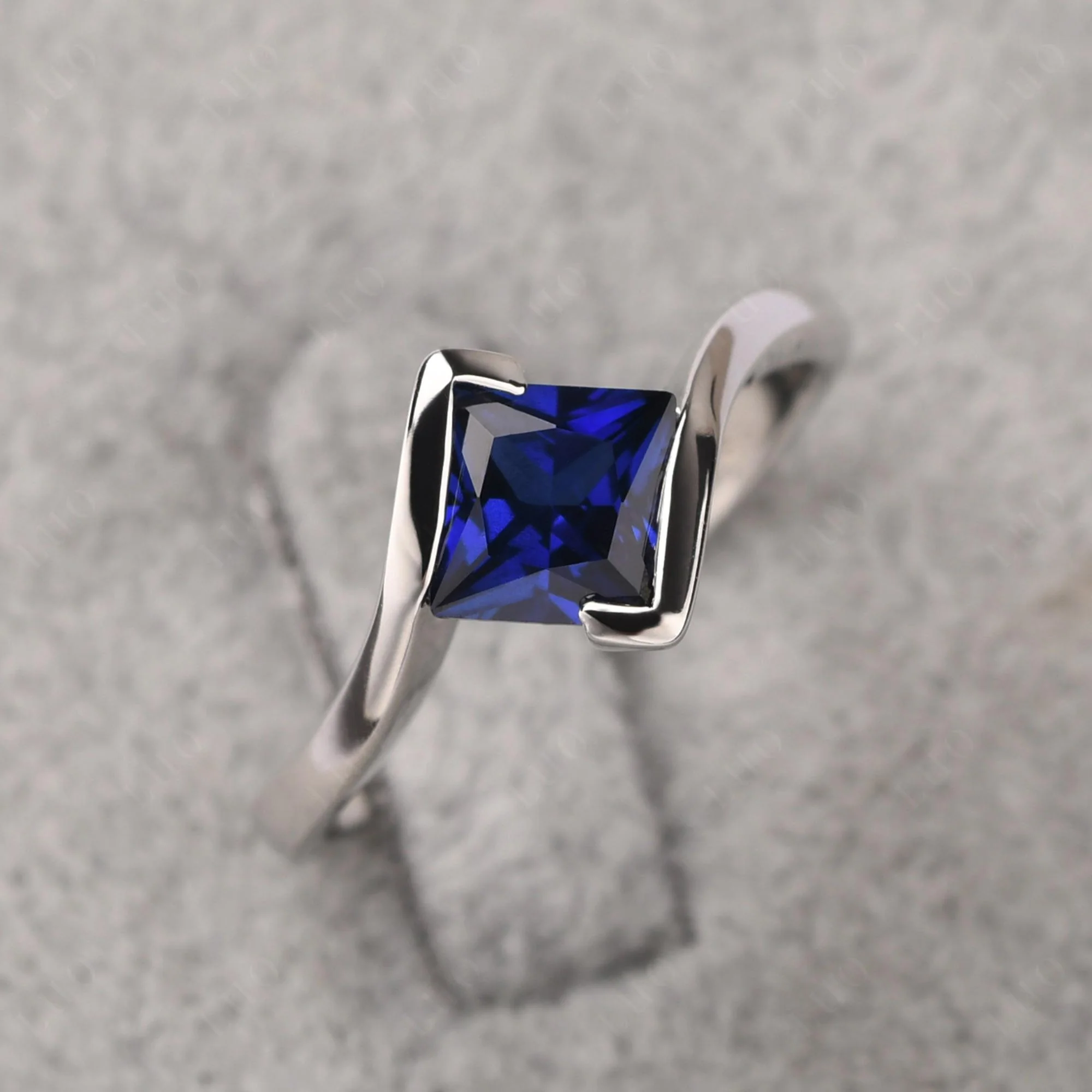Princess Cut Sapphire Bypass Ring - Image 30