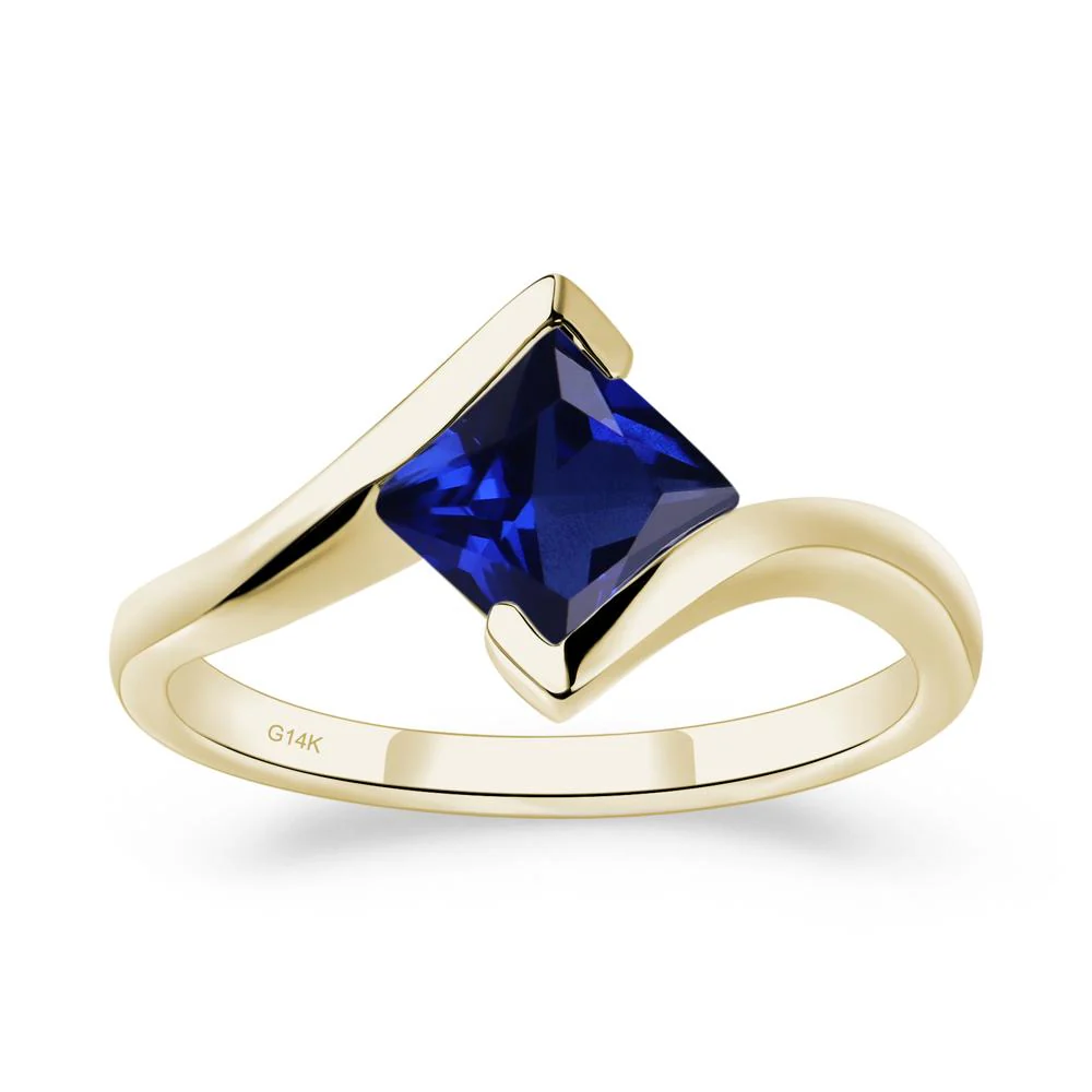 Princess Cut Sapphire Bypass Ring - Image 4