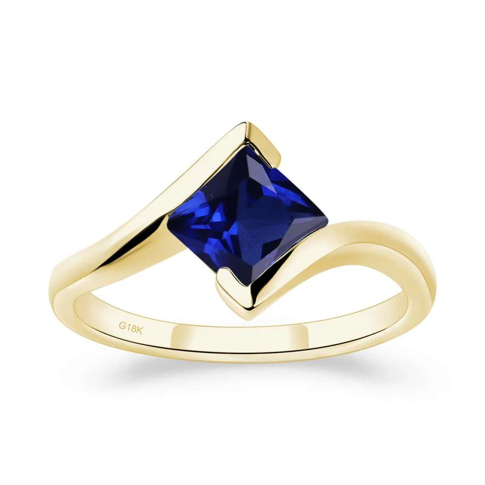 Princess Cut Sapphire Bypass Ring - Image 7
