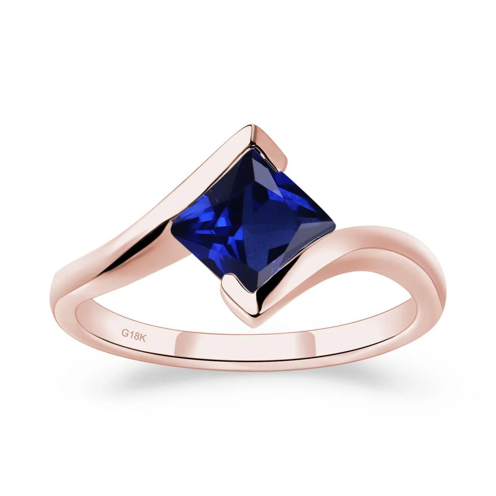 Princess Cut Sapphire Bypass Ring - Image 8