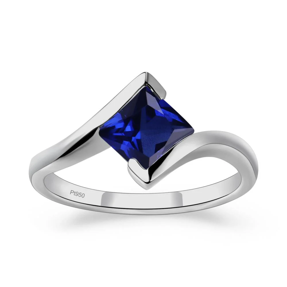 Princess Cut Sapphire Bypass Ring - Image 9