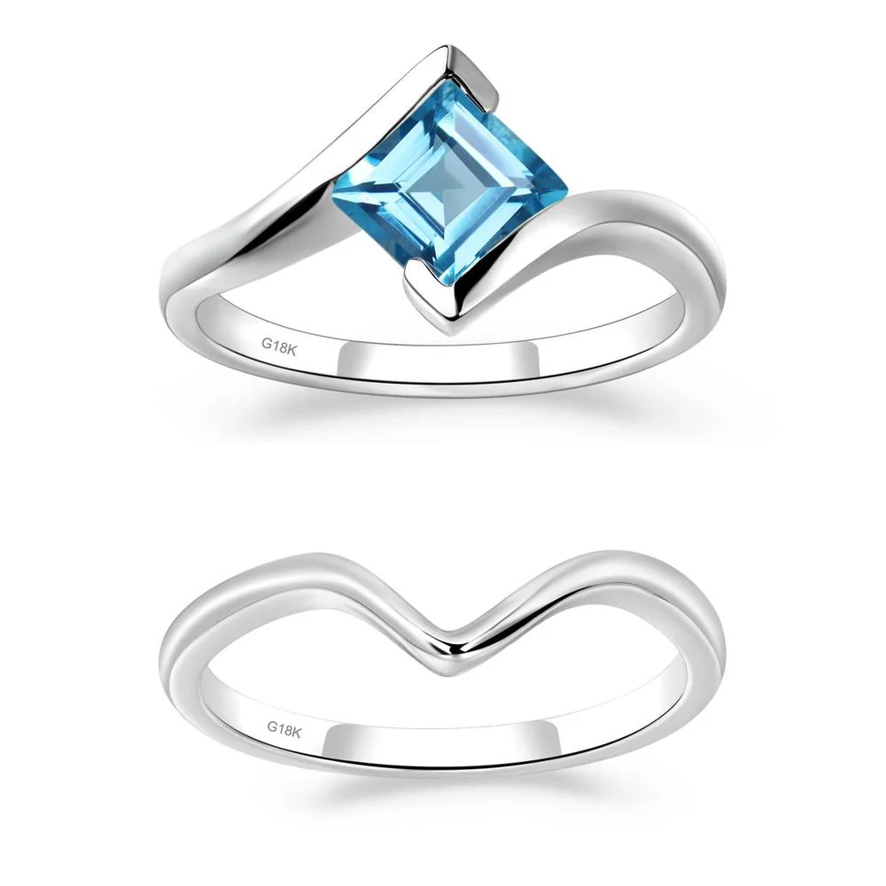 Swiss Blue Topaz Tension Setting Ring - Image 19