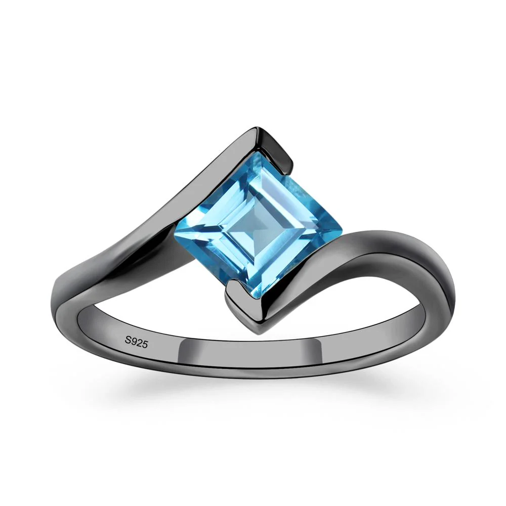 Swiss Blue Topaz Tension Setting Ring - Image 2