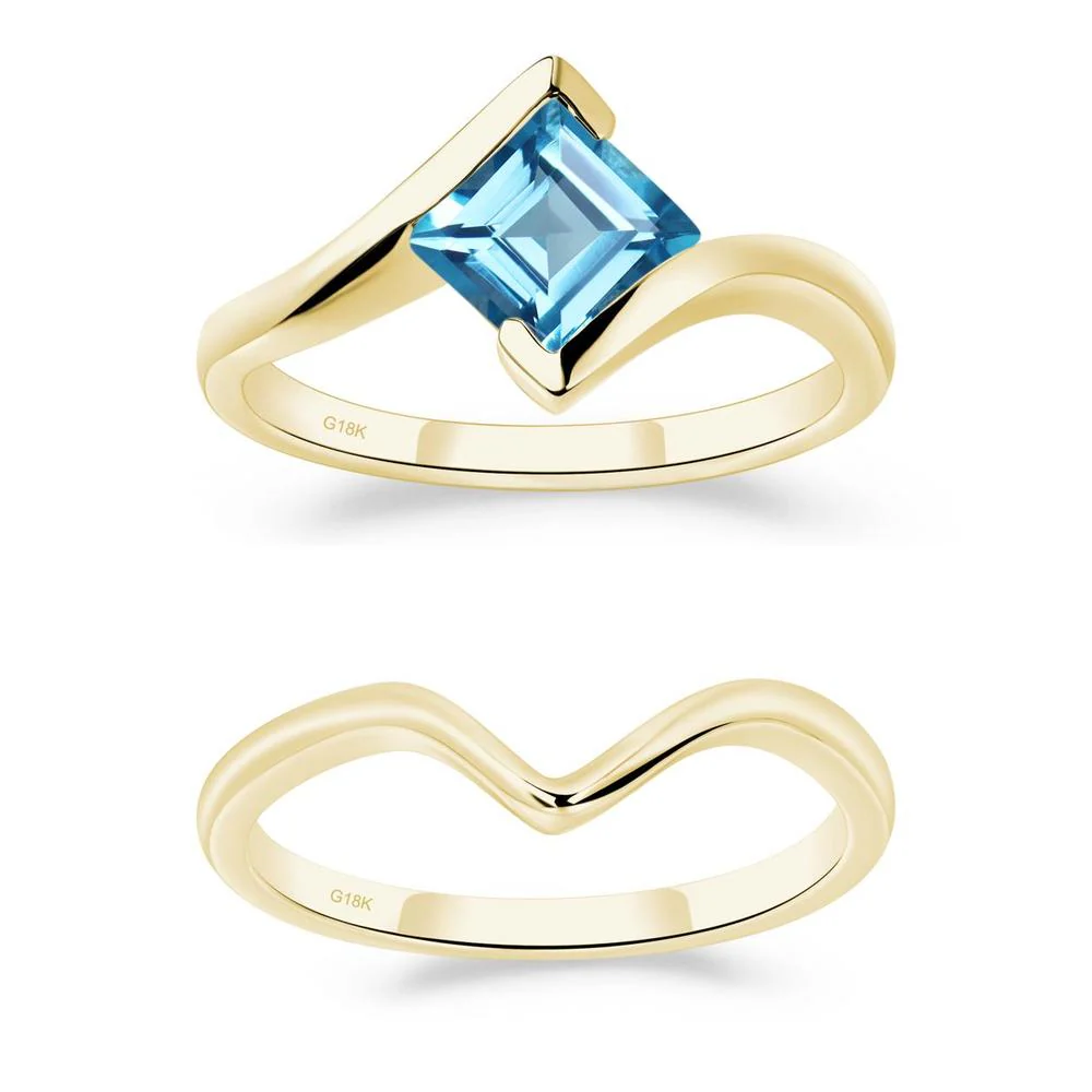 Swiss Blue Topaz Tension Setting Ring - Image 21