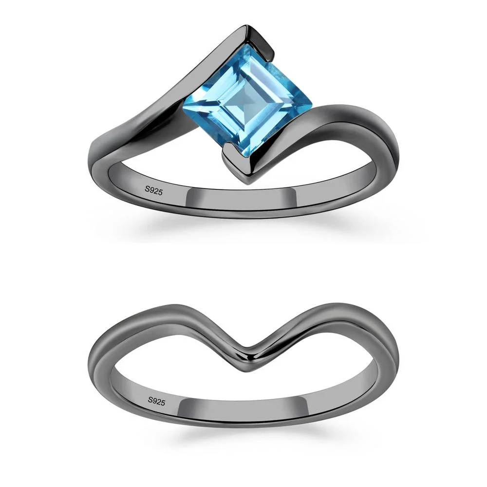 Swiss Blue Topaz Tension Setting Ring - Image 23