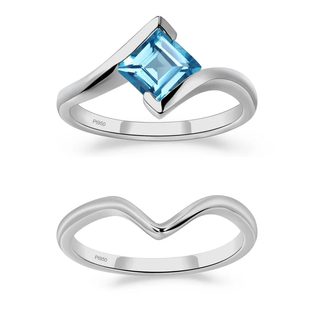Swiss Blue Topaz Tension Setting Ring - Image 25