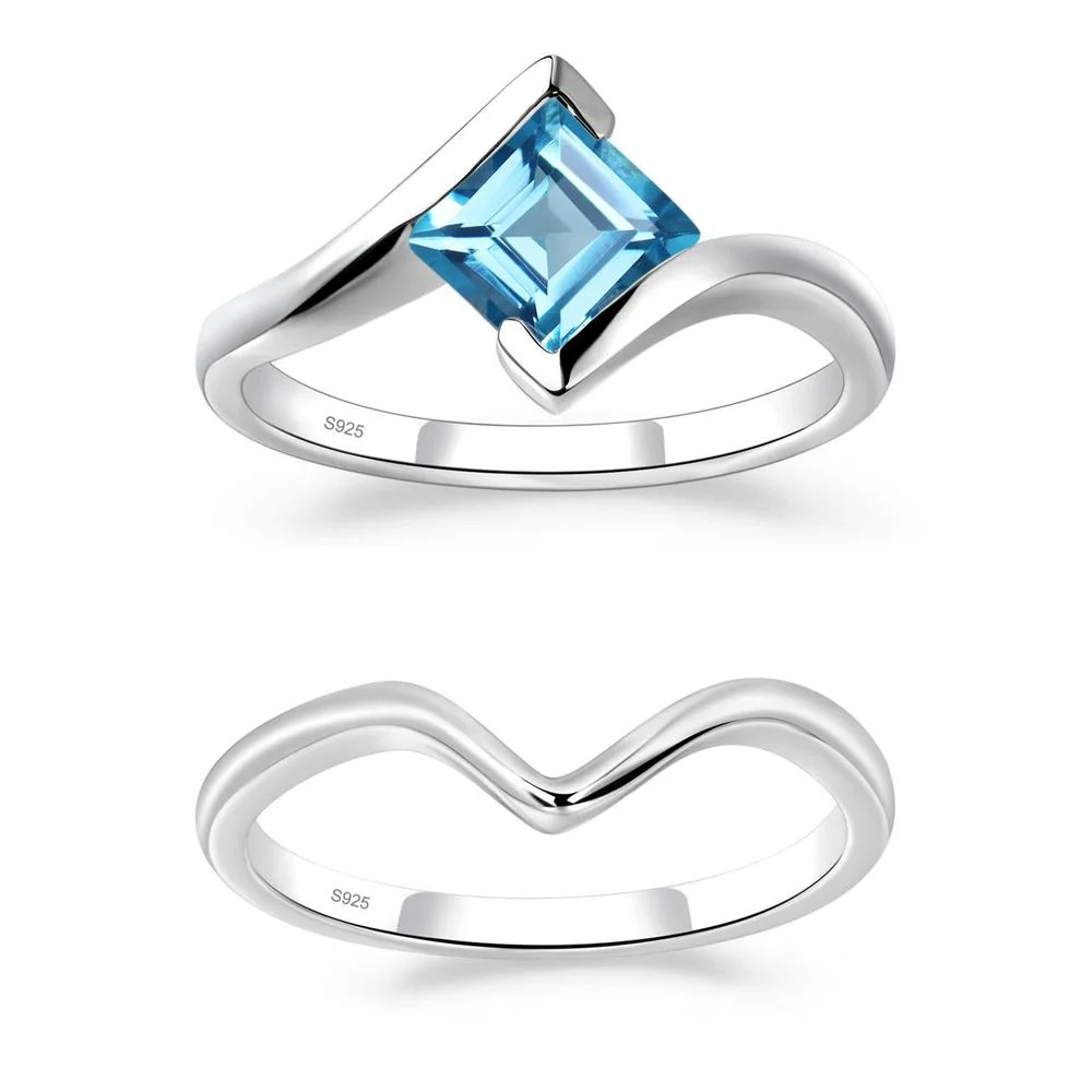 Swiss Blue Topaz Tension Setting Ring - Image 27
