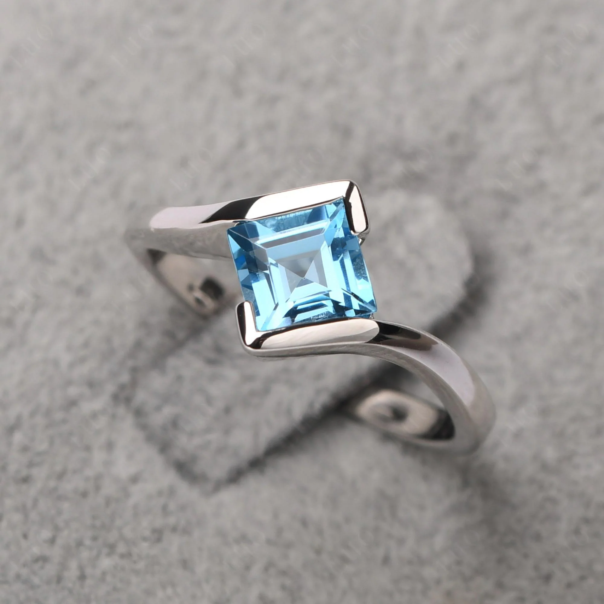 Swiss Blue Topaz Tension Setting Ring - Image 29