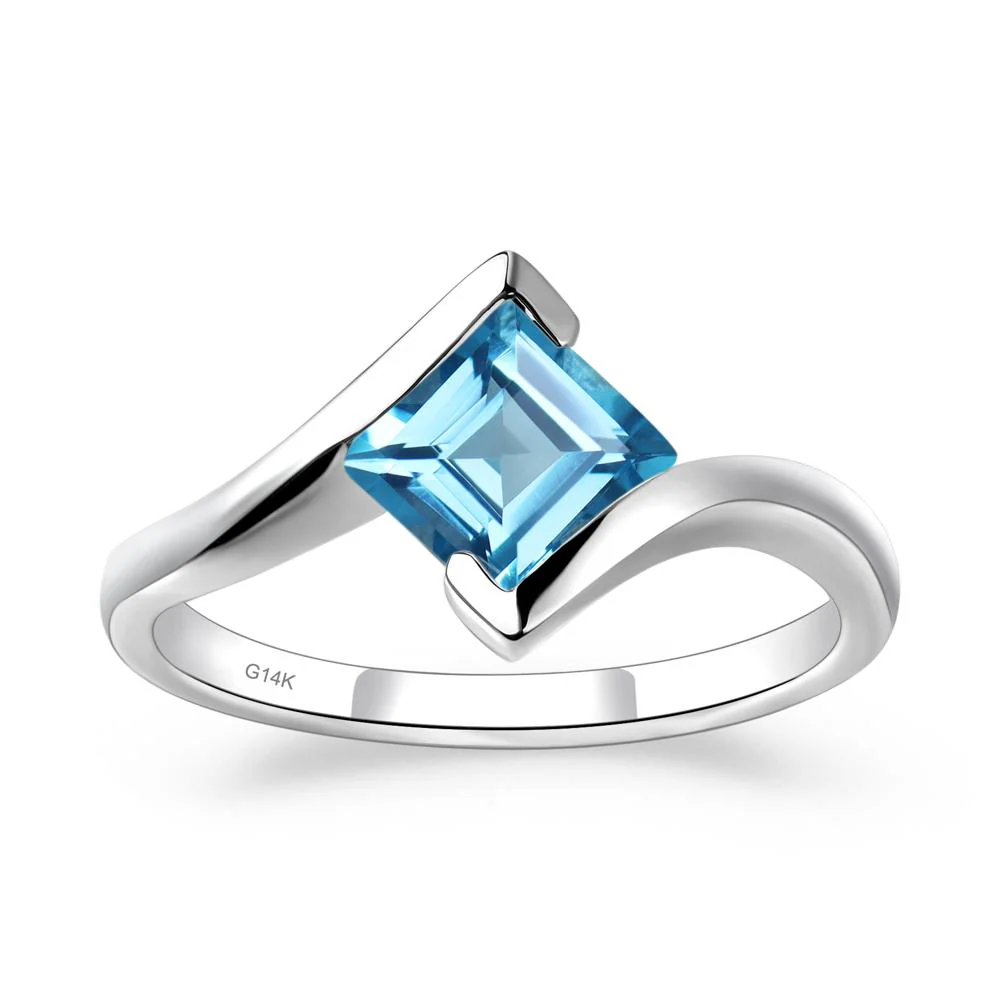 Swiss Blue Topaz Tension Setting Ring - Image 3