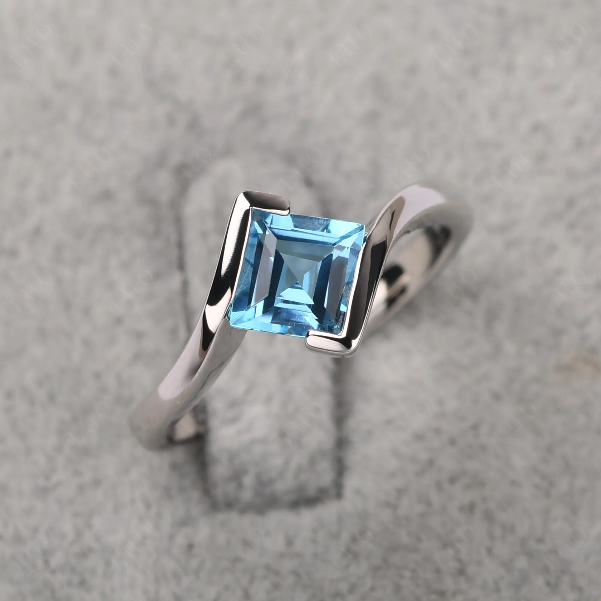 Swiss Blue Topaz Tension Setting Ring - Image 30