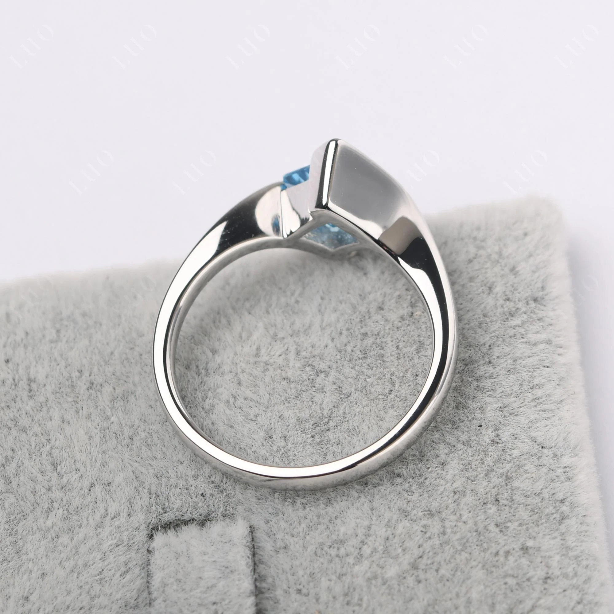 Swiss Blue Topaz Tension Setting Ring - Image 31
