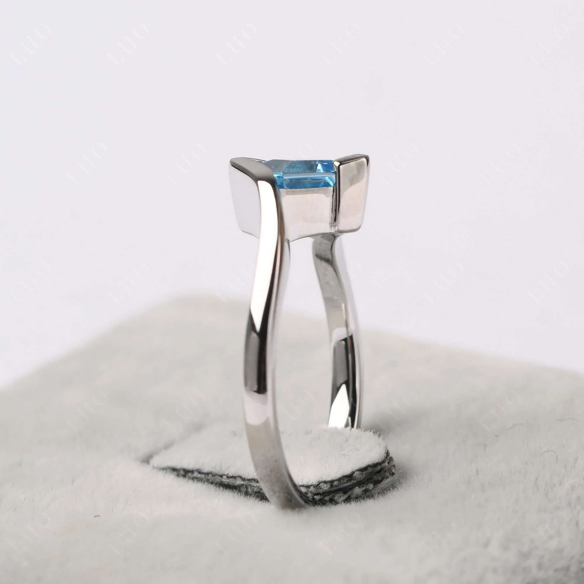 Swiss Blue Topaz Tension Setting Ring - Image 32