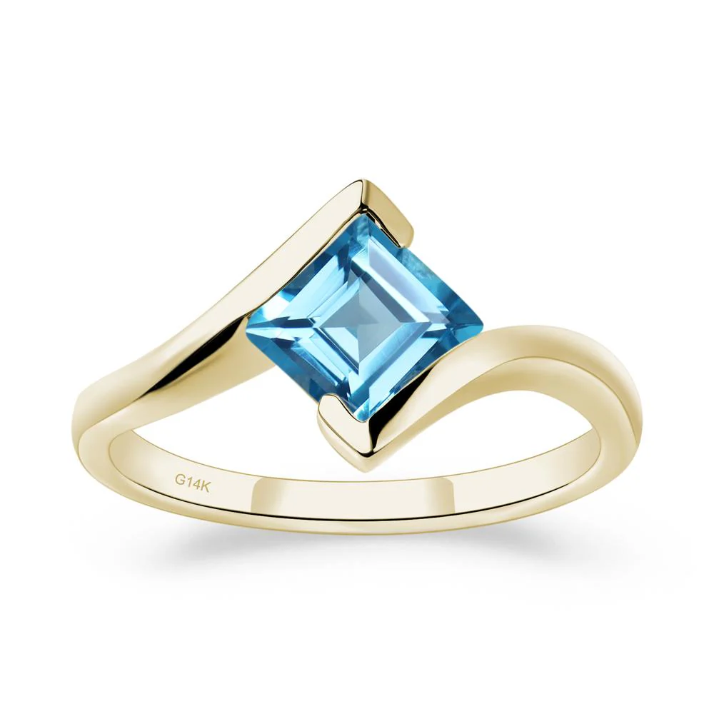 Swiss Blue Topaz Tension Setting Ring - Image 4