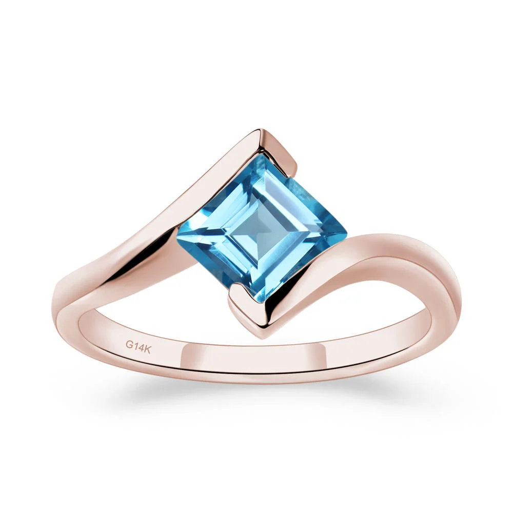 Swiss Blue Topaz Tension Setting Ring - Image 5