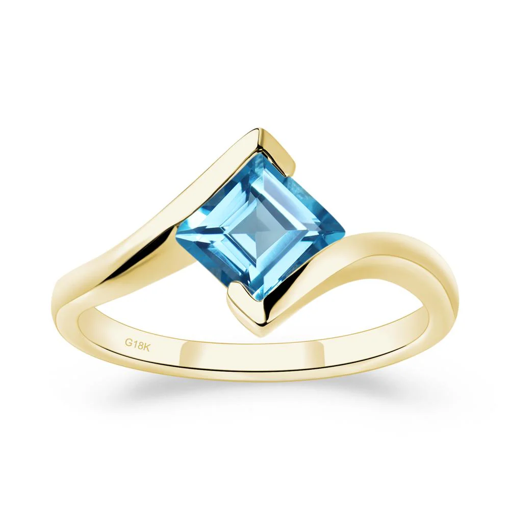Swiss Blue Topaz Tension Setting Ring - Image 7