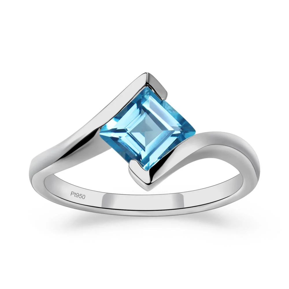 Swiss Blue Topaz Tension Setting Ring - Image 9