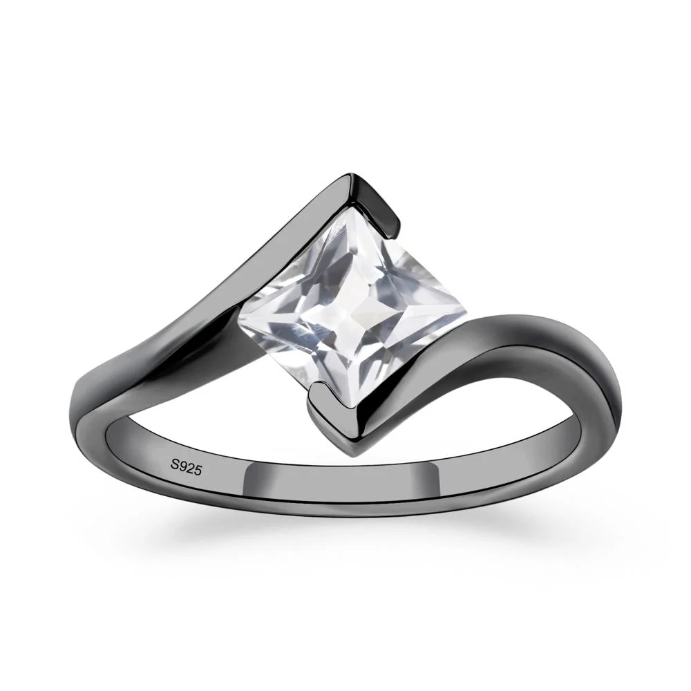White Topaz Tension Engagement Ring - Image 2
