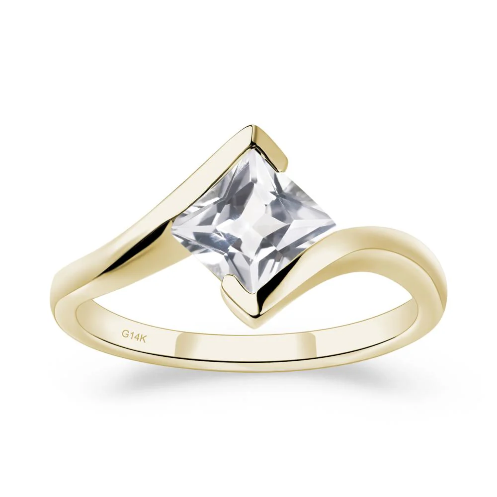 White Topaz Tension Engagement Ring - Image 4