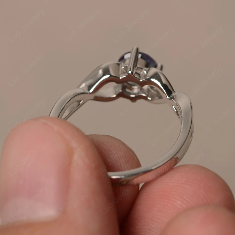 Round Alexandrite Twist Solitaire Ring - Image 2