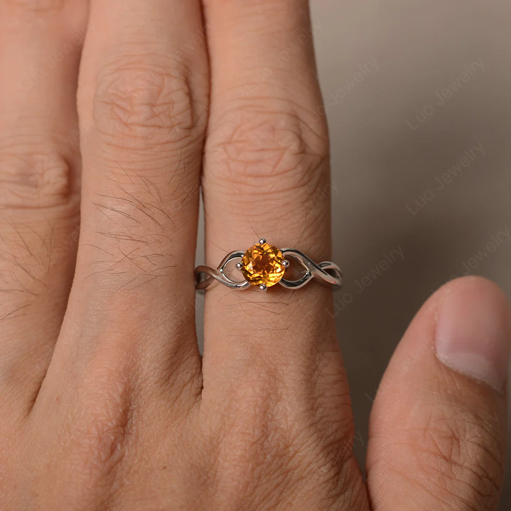 Round Citrine Twist Solitaire Ring - Image 3