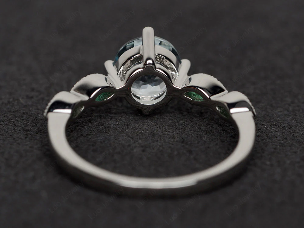 Aquamarine Scalloped Band Ring - Image 3