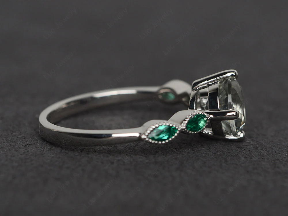 Green Amethyst Scalloped Band Ring - Image 3