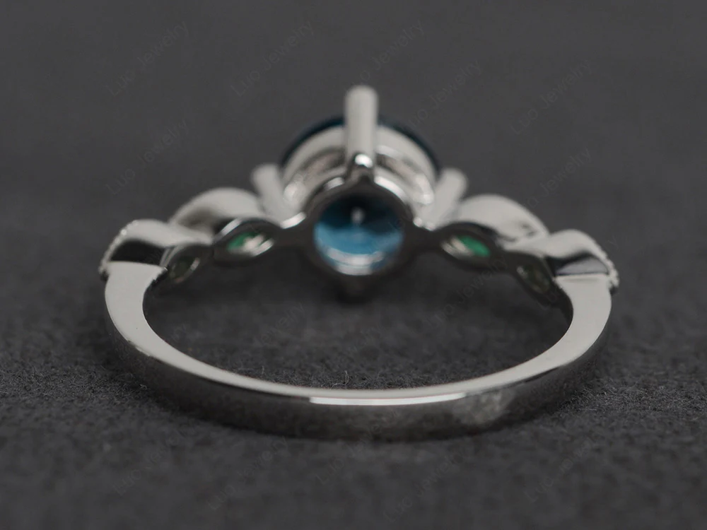 Kite Set Round London Blue Topaz Engagement Ring - Image 2